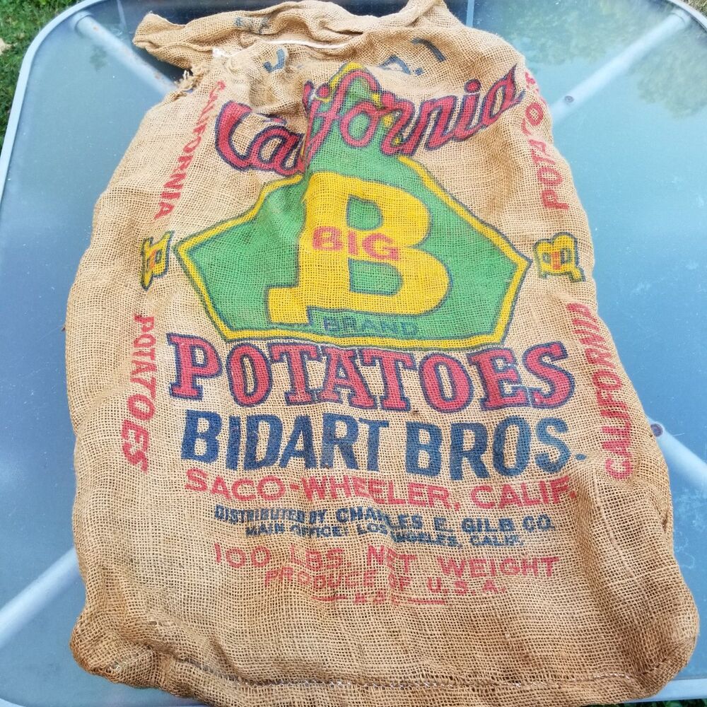 Vintage Bidart Bros “Big B” Potatoes Burlap Sack – California Farm Advertising